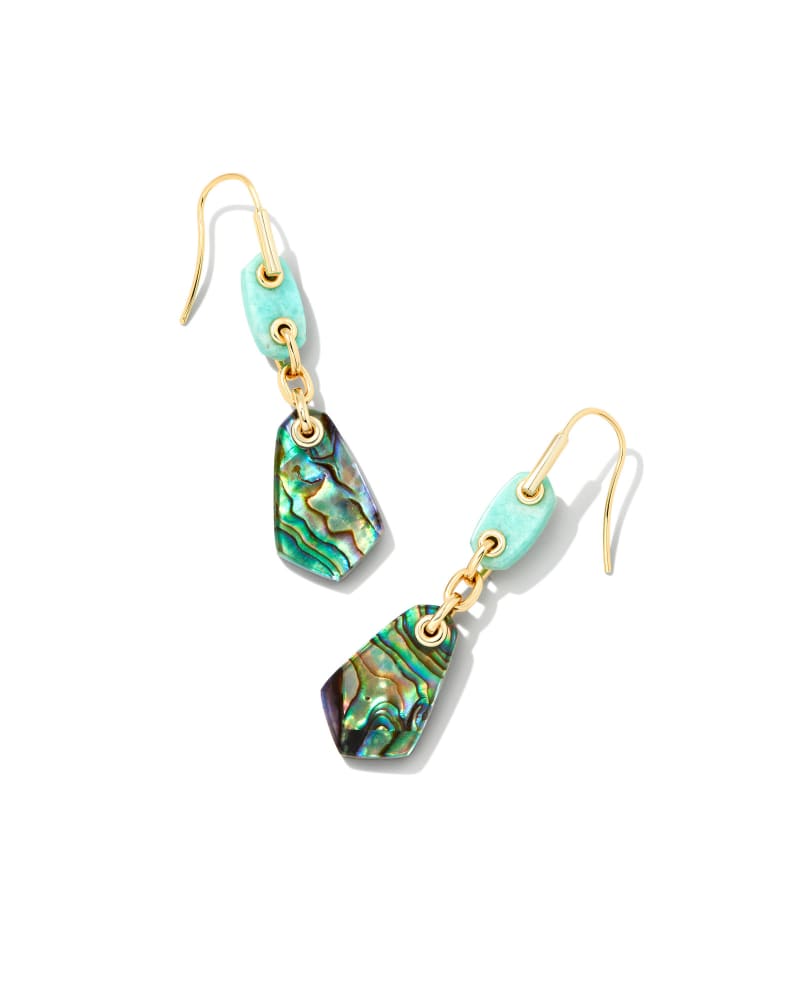 Ashlyn Gold Multi Stone Drop Earrings in Teal Mix image number 0